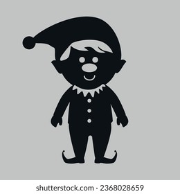 Schwarz-Weiß, Weihnachtsfichte. Vektorgrafik auf grauem Hintergrund