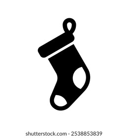 Black and White Christmas Stocking with Hanging Loop