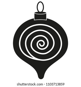 Black and white christmas tree decoration silhouette with abstract pattern. Holiday themed vector illustration for icon, sticker, patch, label, sign, badge, certificate or gift card
