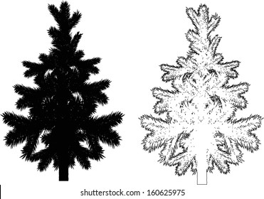 black and white Christmas tree on a white background