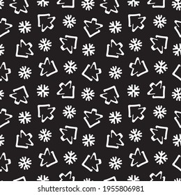 Black and White Christmas Tree seamless pattern design for website graphics, fashion textile