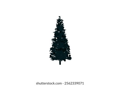 Black and White Christmas Tree Silhouette Vector Set with Festive Lights Christmas Tree Shape. Simple Christmas Tree Vector Illustration