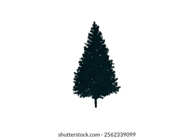 Black and White Christmas Tree Silhouette Vector Set with Festive Lights Christmas Tree Shape. Simple Christmas Tree Vector Illustration