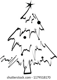 Black and white christmas tree vector graphic. Basic RGB
