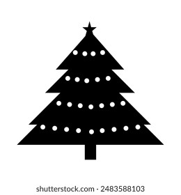 Vector de árbol de Navidad blanco y negro