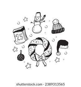Black and white christmas vector. Editable. Suitable for design and illustration in Christmas Event