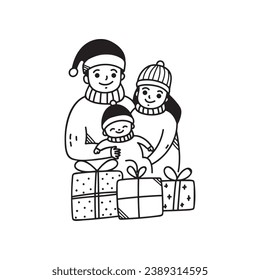 Schwarz-Weiß-Weihnachtsvektor. Bearbeitbar. Geeignet für Design und Illustration bei Weihnachtsfeiern