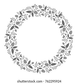 Black and white Christmas wreath silhouette vector illustration