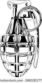 black and white chrome grenade illustration