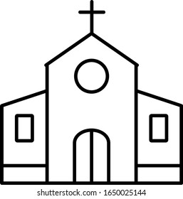 Black and white church outline.