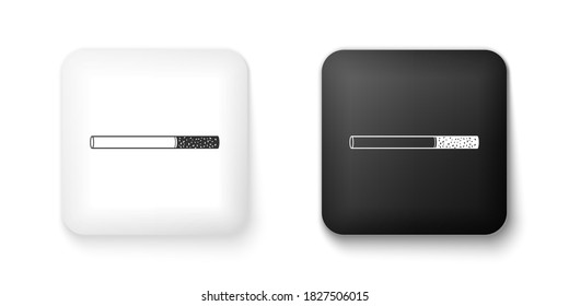 Black and white Cigarette icon isolated on white background. Tobacco sign. Smoking symbol. Square button. Vector.