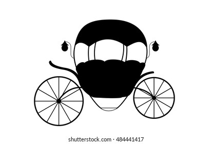 Black and White Cinderella Fairytale carriage. Vector Illustration. EPS10