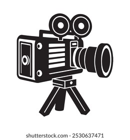 Black and white cinema camera Silhouette icon 