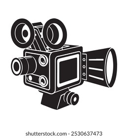 Black and white cinema camera Silhouette icon 