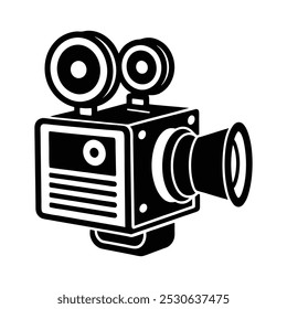 Black and white cinema camera Silhouette icon 