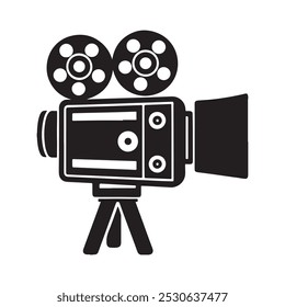 Black and white cinema camera Silhouette icon 