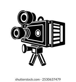 Black and white cinema camera Silhouette icon 