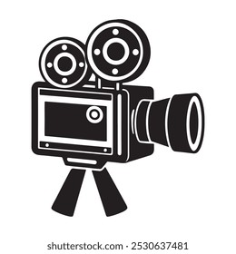 Black and white cinema camera Silhouette icon 