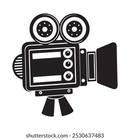 Black and white cinema camera Silhouette icon 