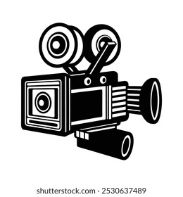 Black and white cinema camera Silhouette icon 