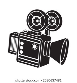 Black and white cinema camera Silhouette icon 