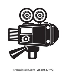 Black and white cinema camera Silhouette icon 