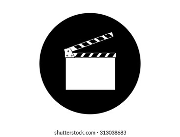 Black and white cinema icon on white background 