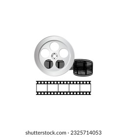 Black and White Cinema Movie Entertainment Clip Art Icon, Film Studio Building Interior Vektor Flat Illustration. Premium-Vektorset mit weißem Hintergrund.