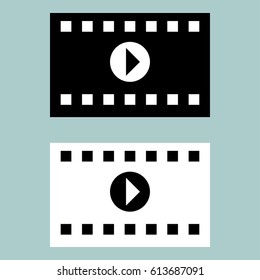 Black and white cinematographic ribbon icon. Set icons.