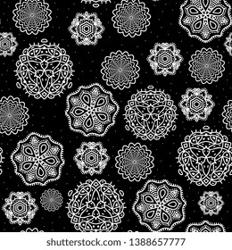 Black and white circle abstract mandala ornament pattern