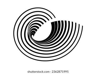 black and white circle background, dynamic lines pattern, vector design element