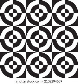 Black and White Circle Check Geometric Seamless Pattern Background