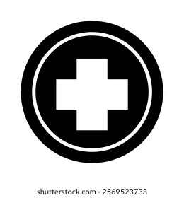 Black and white circle with a white cross in the center. The circle is a symbol of unity and the cross is a symbol of hope and healing.