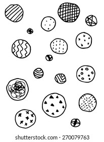 black and white circle doodle. Hand drawn circles
