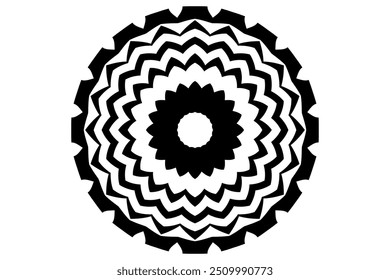 black and white circle floral pattern