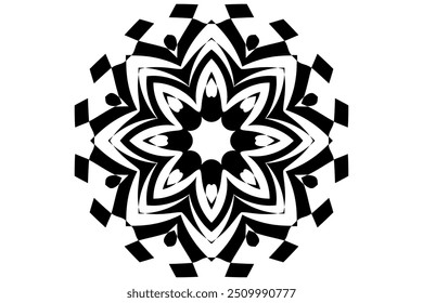 black and white circle floral pattern