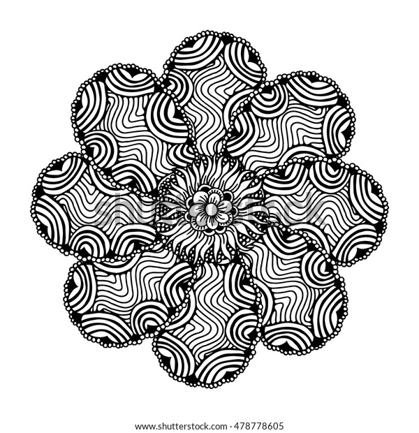 Black White Circle Flower Ornament Ornamental Stock Vector (Royalty ...