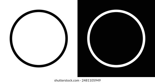 black and white circle frame icon. isolated on white background., simple vector design.