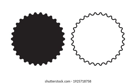 black and white circle frame with jagged lines.