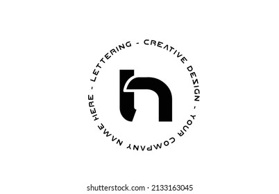 black and white circle H alphabet letter logo icon design. Creative template for business and company