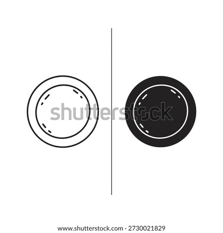 Black and white circle icon comparison, outline and solid fill