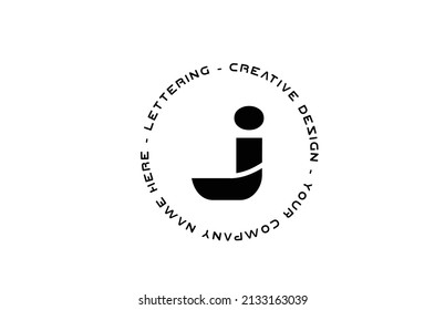 black and white circle J alphabet letter logo icon design. Creative template for business and company