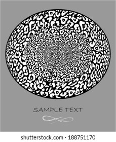 Black and white circle with leopard print texture pattern 