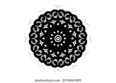 Black and white circle with mandala-inspired designs, centered for a balanced effect	
