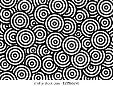 Black and white circle pattern for background. Geometric shapes. 
