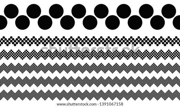 Black and\
white circle pattern page divider line set - monochrome abstract\
vector design elements from\
circles