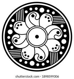 Black and white circle with patterns