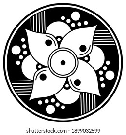 Black and white circle with patterns