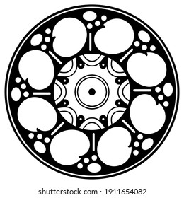 Black and white circle with patterns