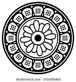 Black and white circle with patterns